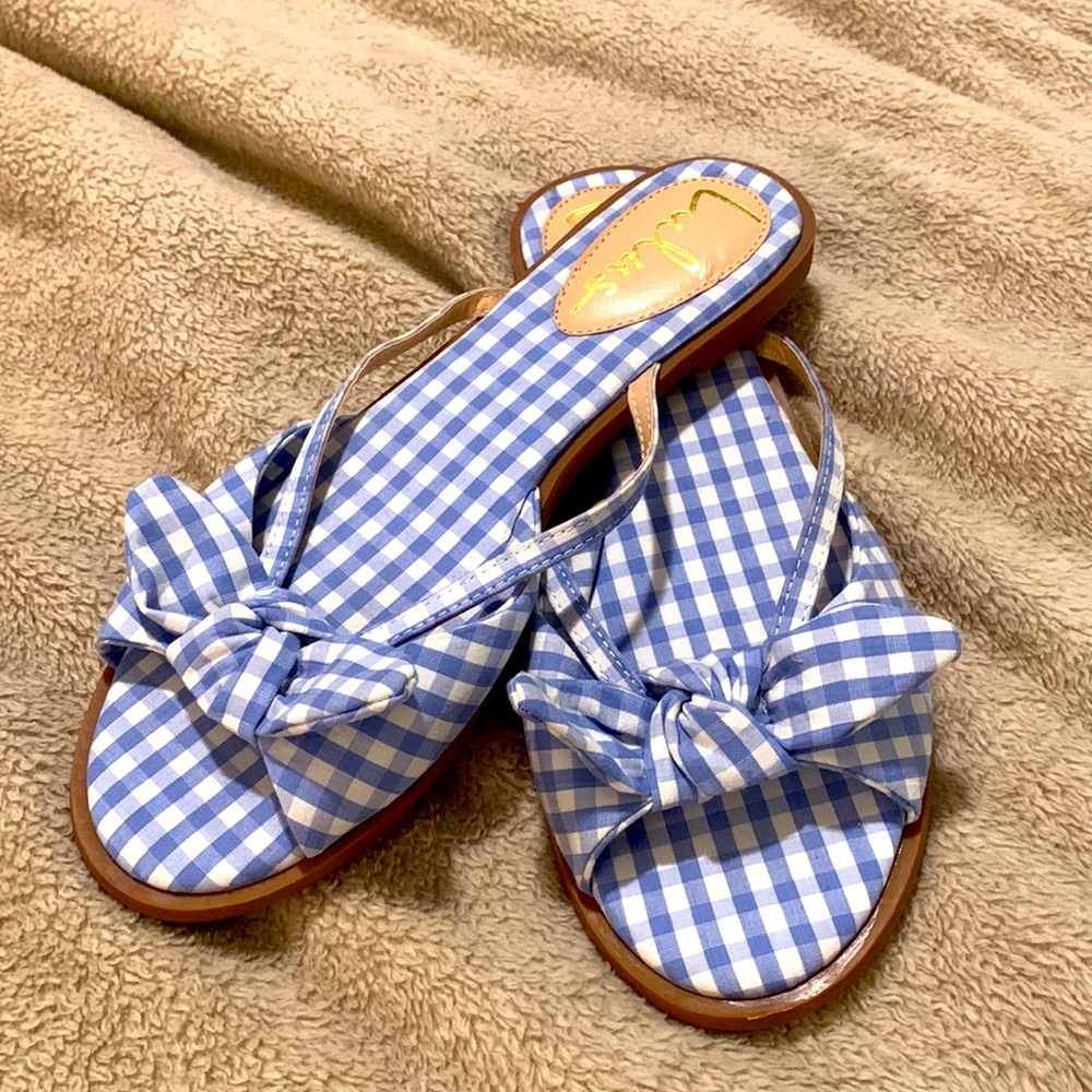Lulu’s gingham knot sandals size 8